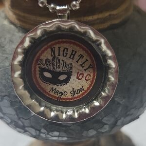 Nightly Magic Show Silver-Tone Bottle Cap Pendant Necklace